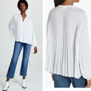 Vince Chevron Pleated Blouse